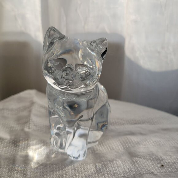 Princess House Clear Crystal Cat Figurine Paperweight - Picture 2 of 6